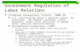Government Regulation of Labor Relations  Criminal Conspiracy Trials: 1806-42 U.S. constitution doesn’t mention unions, Ee relations. No federal statutes,