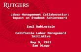 Labor-Management Collaboration: Impact on Student Achievement Saul Rubinstein California Labor Management Initiative May 9, 2015 San Diego.