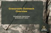 Grassroots Outreach Overview Grassroots Workshop 18 AUGUST 2010 1.