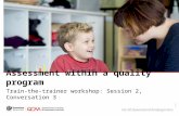 Assessment within a quality program Train-the-trainer workshop: Session 2, Conversation 3 14873.