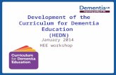 Insert date here if needed Development of the Curriculum for Dementia Education (HEDN) January 2014 HEE workshop.