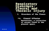 8/13/20151 Respiratory Disorders: Pleural and Thoracic Injury I. Disorders of the Pleura  A. Pleural Effusion  Definition: a collection of excess fluid.