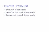 CHAPTER OVERVIEW Survey Research Developmental Research Correlational Research.