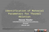 Hanne Tiesler – 1 Identification of Material Parameters for Thermal Ablation Hanne Tiesler CeVis/MeVis/ZeTeM @ University of Bremen, Germany DFG SPP 1253.