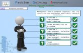 P roblem S olving I nnovator Solving Tomorrows Problems Today Problem / Improvement Confirmation Problem / Improvement Confirmation Management should.