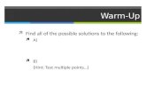 Warm-Up.  How Can I Organize Possibilities Sec 5.2.2.