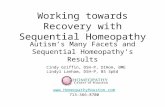 Working towards Recovery with Sequential Homeopathy Autism’s Many Facets and Sequential Homeopathy’s Results Cindy Griffin, DSH-P, DIHom, BME Lindyl Lanham,
