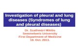 Investigation of pleural and lung diseases (Syndromes of lung and pleural diseases) Dr. Szathmári Miklós Semmelweis University First Department of Medicine.