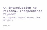 1 An introduction to Personal Independence Payment for support organisations and advisers November 2012.