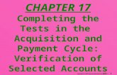 17 - 1 Copyright  2003 Pearson Education Canada Inc. CHAPTER 17 Completing the Tests in the Acquisition and Payment Cycle: Verification of Selected Accounts.