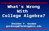 What’s Wrong With College Algebra? Sheldon P. Gordon gordonsp@farmingdale.edu.