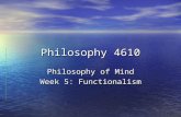 Philosophy 4610 Philosophy of Mind Week 5: Functionalism.