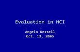 Evaluation in HCI Angela Kessell Oct. 13, 2005. Evaluation Heuristic Evaluation Measuring API Usability Methodology Matters: Doing Research in the Behavioral.