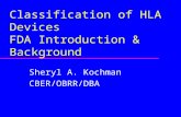 Classification of HLA Devices FDA Introduction & Background Sheryl A. Kochman CBER/OBRR/DBA.
