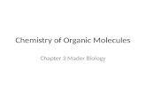 Chemistry of Organic Molecules Chapter 3 Mader Biology.