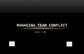 Unit 1.05 MANAGING TEAM CONFLICT TEAM CONFLICT Conflicts, differences, disagreements Natural result of people working together Due to: Personal factors.