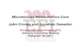 Microbiology/Metabolomics Core John Cronan and Jonathan Sweedler Enzyme Function Initiative (EFI) Advisory Committee Meeting November 30, 2011.