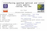 Interfacing quantum optical and solid state qubits Cambridge, Sept 2004 Lin Tian Universität Innsbruck Motivation: ion trap quantum computing; future roads.