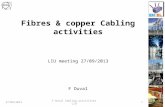 Fibres & copper Cabling activities LIU meeting 27/09/2013 F Duval 27/09/2013 F Duval Cabling acxtivities LIU 1.