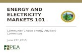ENERGY AND ELECTRICITY MARKETS 101 Community Choice Energy Advisory Committee June 25 th,2015.