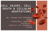 CELL INJURY, CELL DEATH & CELLULAR ADAPTATIONS LECTURE 1 MR. MASRO BIN MOHAMAD (MBM) PHAR2262: GENERAL PATHOLOGY FACULTY OF PHARMACY CUCMS.