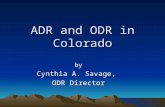 ADR and ODR in Colorado by Cynthia A. Savage, ODR Director.