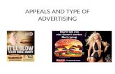 APPEALS AND TYPE OF ADVERTISING. Appeals and Type of Advertising (Leech, English in Advertising, chapter 6) The particular appeal (and therefore the particular.