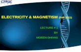 ELECTRICITY & MAGNETISM (Fall 2011) LECTURE # 1 BY MOEEN GHIYAS.