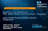 A Blue Cross and Blue Shield Association Presentation Quality in Practice: The BCBS Blue Distinction ® Program Iowa Health Buyers Alliance Annual Conference.