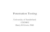 Penetration Testing University of Sunderland CSEM02 Harry R Erwin, PhD.
