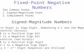 Fixed-Point Negative Numbers Two Common Forms: 1.Signed-Magnitude Form 2.Complement Forms Signed-Magnitude Numbers First Digit is Sign Digit, Remaining.