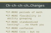 Ch-ch-ch-ch…Changes  ST-MORE periods of math  ST-MORE flexibility in ability grouping  ST-MORE standardized testing?....no thank you  ST-MORE confusion.