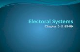 Chapter 5- P. 85-89. We’ll look at several Systems First Past the Post (FPTP) Aka Single-Member District Plurality Election Rule (SMDP) Proportional Representation.