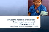 Hypertension screening: Documentation and Management Washington Heights Family Heath Center.