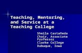 Teaching, Mentoring, and Service at a Teaching College Sheila Castañeda Chair, Associate Professor Clarke College Dubuque, Iowa.