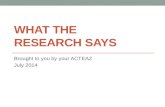 WHAT THE RESEARCH SAYS Brought to you by your ACTEAZ July 2014.