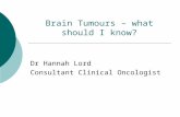 Brain Tumours – what should I know? Dr Hannah Lord Consultant Clinical Oncologist.