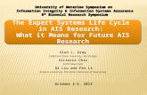 The Expert Systems Life Cycle in AIS Research: What it Means for Future AIS Research Glen L. Gray California State University, Northridge Victoria Chiu.