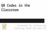 QR Codes in the Classroom Presented By: Arlene Low Learning Coach Sun West SD.