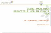 USING YOUR HIGH DEDUCTIBLE HEALTH PLAN & HSA St. Croix Central School District November 2014.