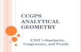 CCGPS A NALYTICAL G EOMETRY UNIT 1-Similarity, Congruence, and Proofs.