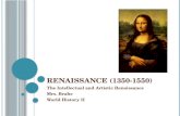 R ENAISSANCE (1350-1550) The Intellectual and Artistic Renaissance Mrs. Brahe World History II.