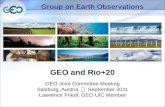 Group on Earth Observations GEO and Rio+20 GEO Joint Committee Meeting Salzburg, Austria  September 2011 Lawrence Friedl, GEO UIC Member.