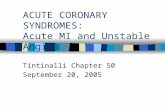 ACUTE CORONARY SYNDROMES: Acute MI and Unstable Angina Tintinalli Chapter 50 September 20, 2005.