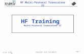 KS/JAG 18-NOV-03 Page 1 HF Multi-Protocol Transceiver IC Copyright Texas Instruments HF Training Multi-Protocol Transceiver IC.