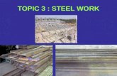 TOPIC 3 : STEEL WORK. 3.1 Steel Iron a. Pig Iron b. Cast Iron c. Wrought Iron d. Mild Steel.