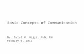 Basic Concepts of Communication Dr. Belal M. Hijji, PhD, RN Febuary 6, 2011.