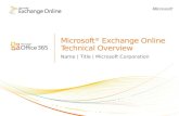 Microsoft ® Exchange Online Technical Overview Name | Title | Microsoft Corporation.