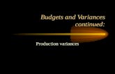 Budgets and Variances continued: Production variances.