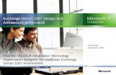 How the Microsoft Information Technology organization designed the corporate Exchange Server 2007 environment Published: November 2007 Exchange Server.